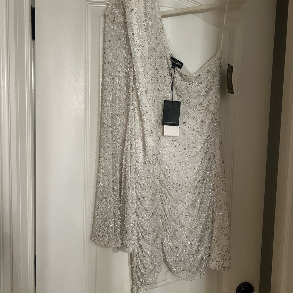 Silver Sequin One-Shoulder Dress